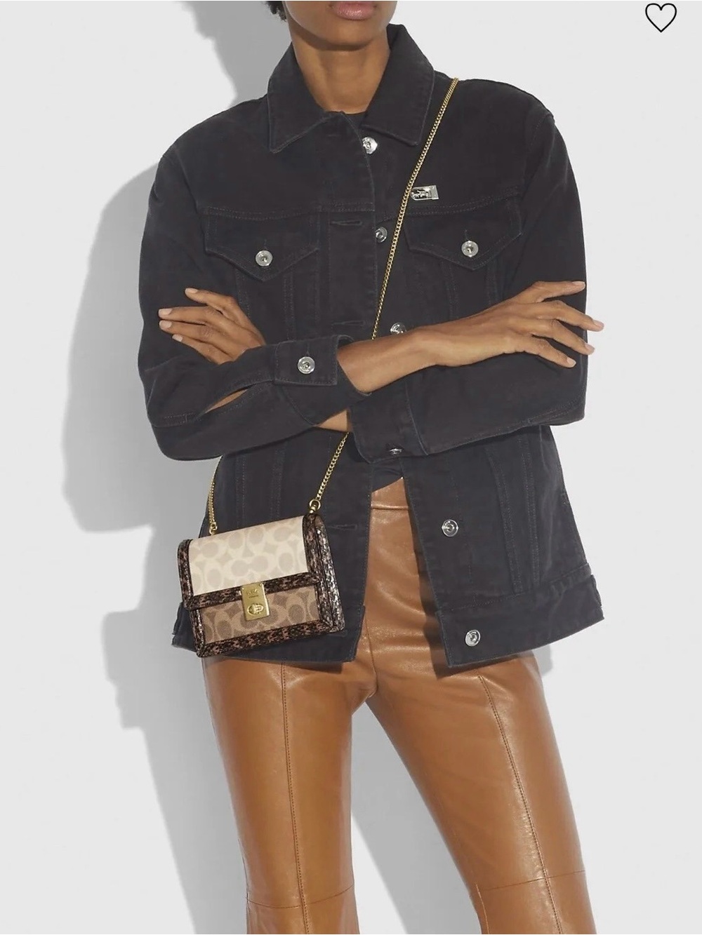 NWT Coach Women Hutton Belt Bag In Blocked Signature Canvas With Snakeskin - Picture 10 of 11